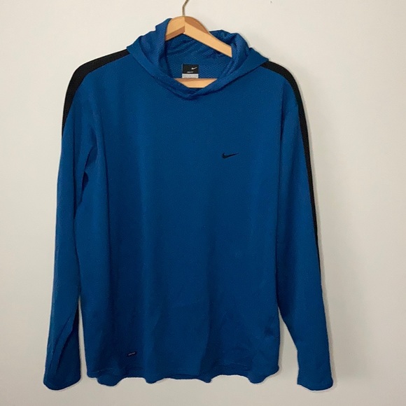 Nike Blue Dri Fit Long Sleeve Hoodie Large - Picture 2 of 5